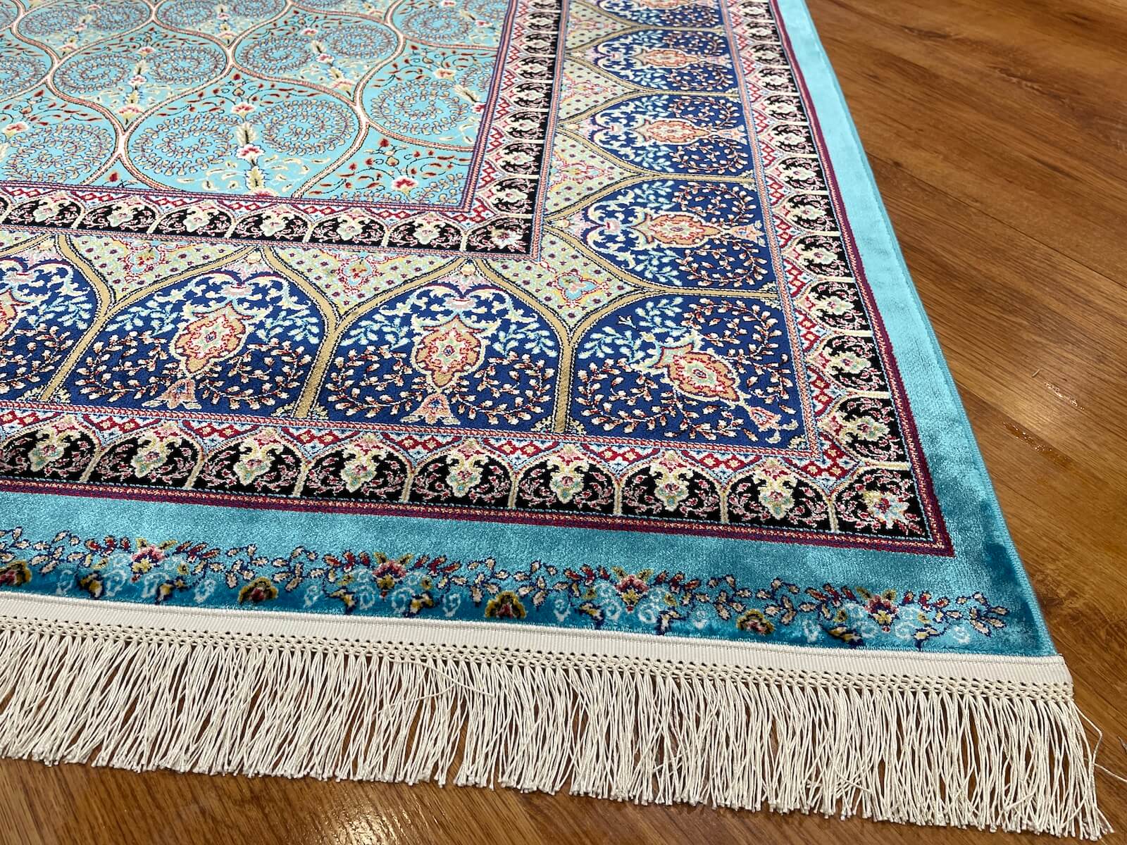 Quality Carpet Bamboo Rug 40445A Turkuaz by Camel Carpet
