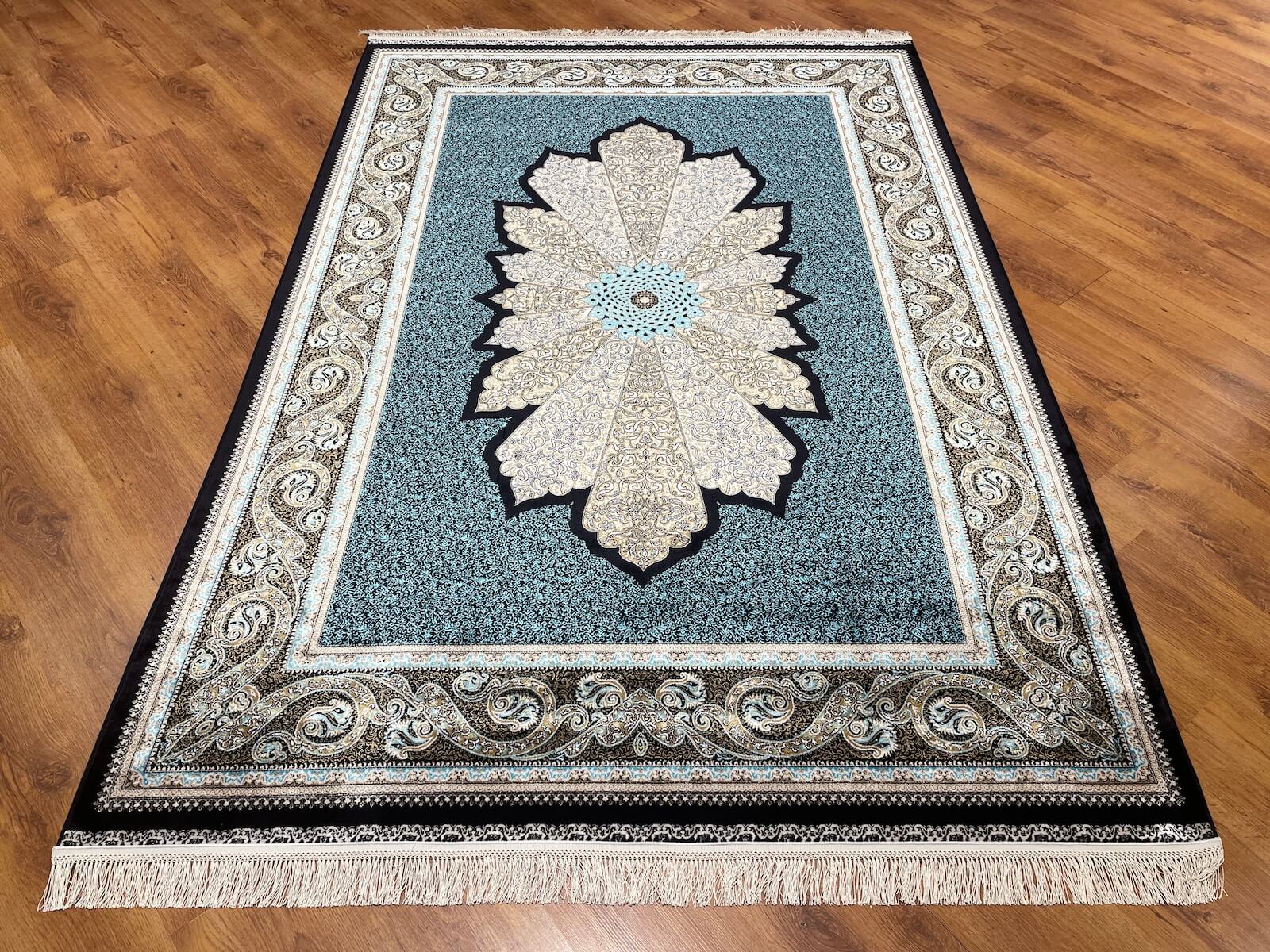 Quality Carpet Bamboo Rug 40708A Navy by Camel Carpet