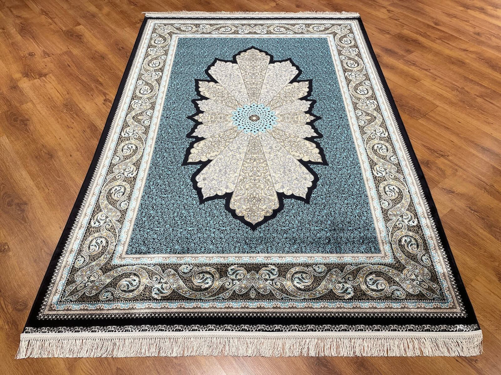 Quality Carpet Bamboo Rug 40708A Navy by Camel Carpet