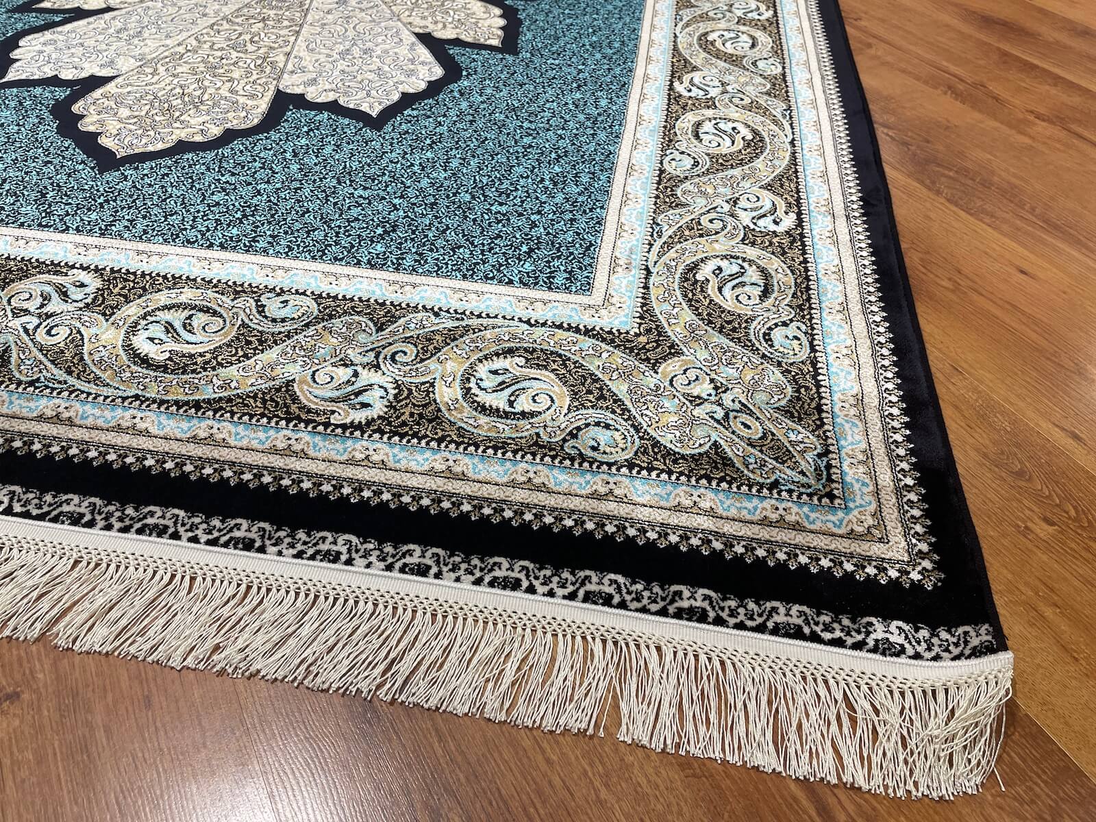 Quality Carpet Bamboo Rug 40708A Navy by Camel Carpet