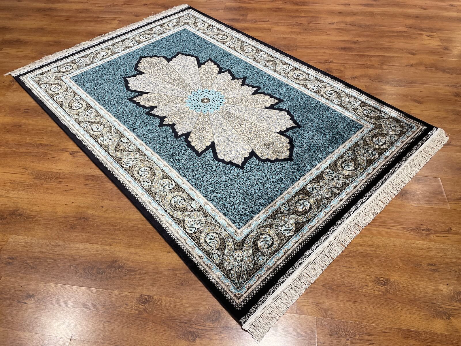 Quality Carpet Bamboo Rug 40708A Navy by Camel Carpet