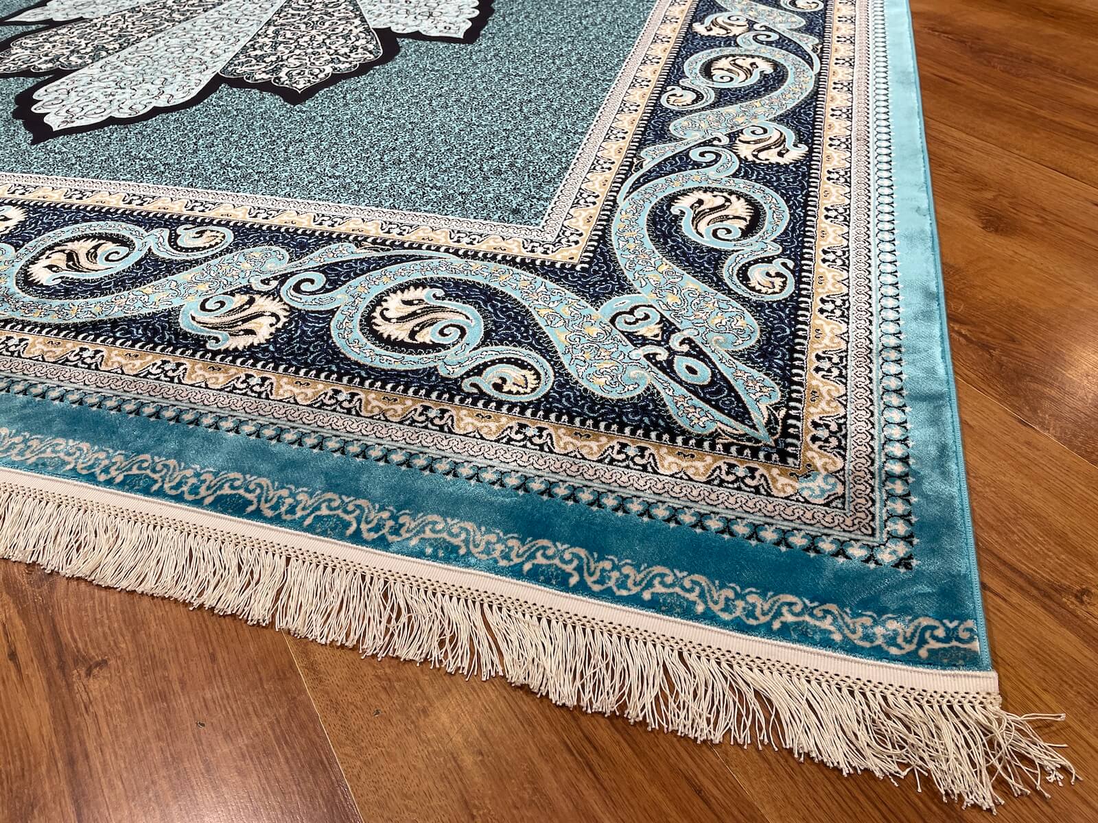 Quality Carpet Bamboo Rug 40708A Turkuaz by Camel Carpet