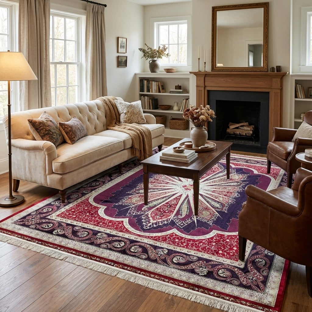 Quality Carpet Bamboo Rug 52820A Red by Camel Carpet