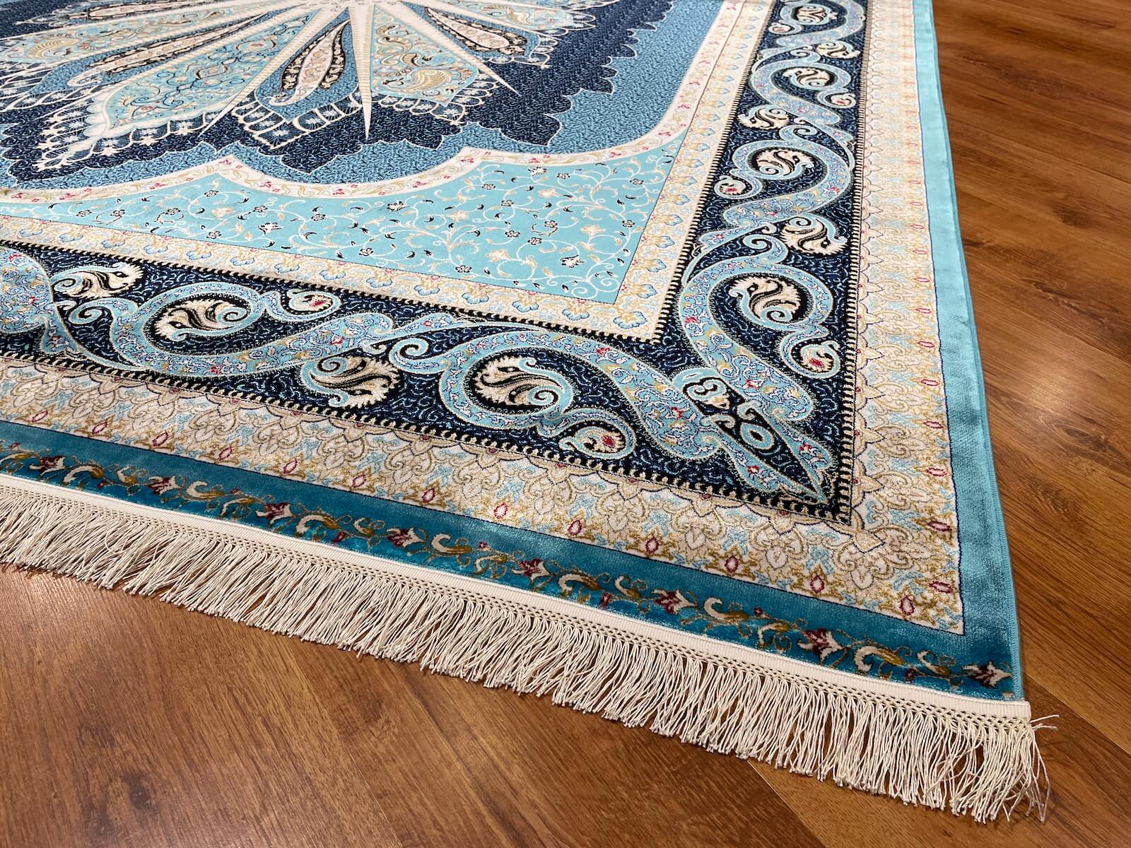 Quality Carpet Bamboo Rug 52820A Turkuaz by Camel Carpet