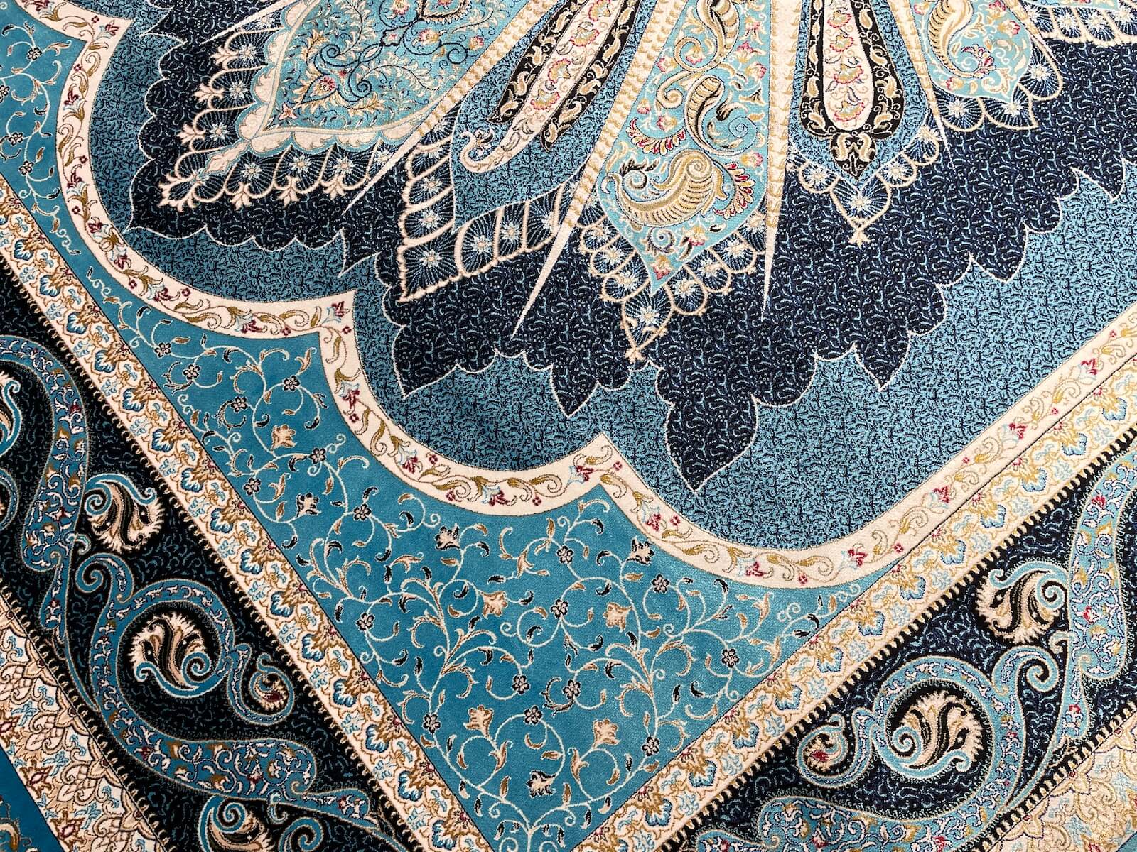 Quality Carpet Bamboo Rug 52820A Turkuaz by Camel Carpet