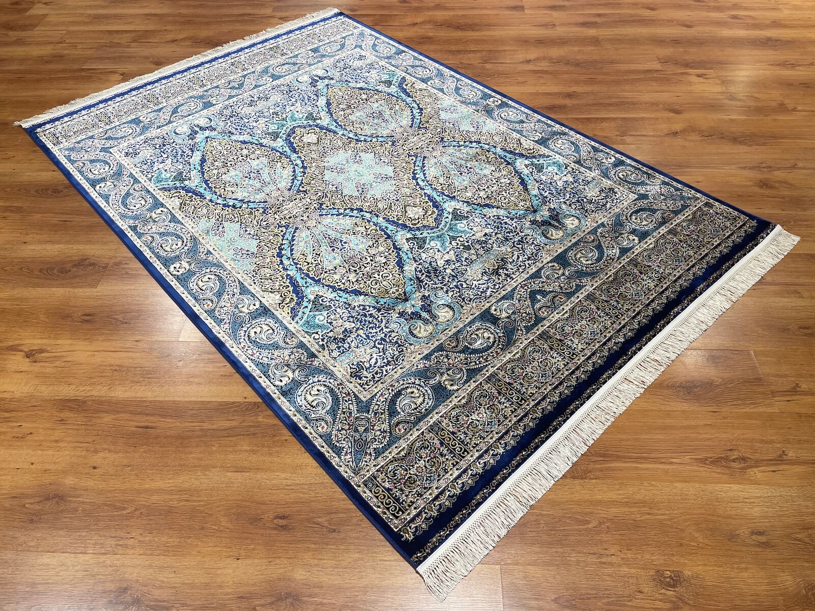 Quality Carpet Bamboo Rug 52863A Navy by Camel Carpet