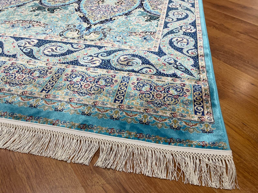 Quality Carpet Bamboo Rug 52863A Turkuaz by Camel Carpet