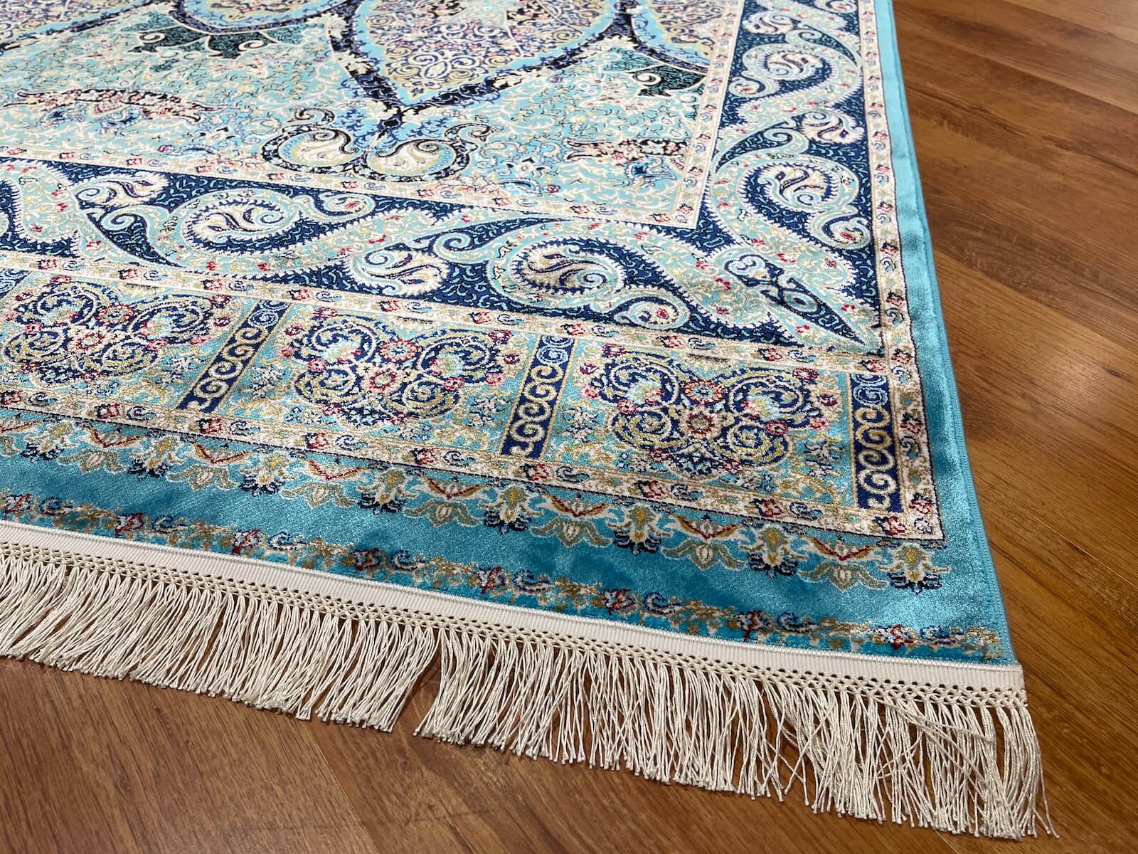 Quality Carpet Bamboo Rug 52863A Turkuaz by Camel Carpet
