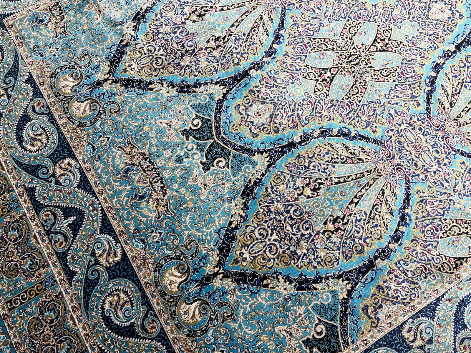 Quality Carpet Bamboo Rug 52863A Turkuaz by Camel Carpet