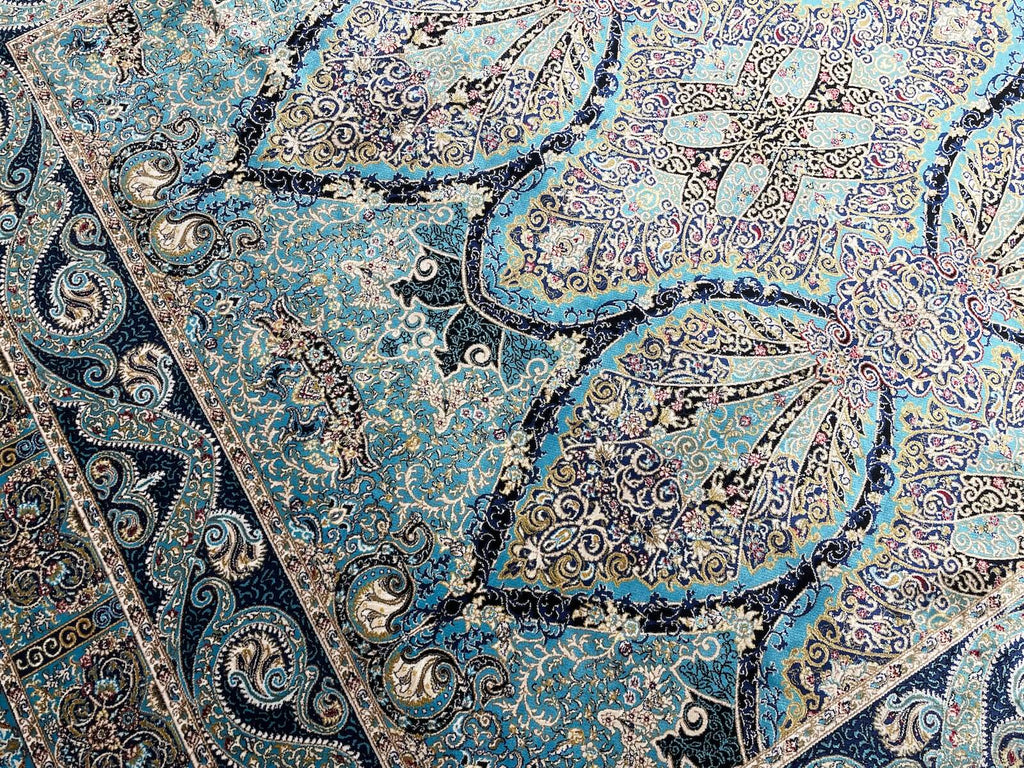Quality Carpet Bamboo Rug 52863A Turkuaz by Camel Carpet