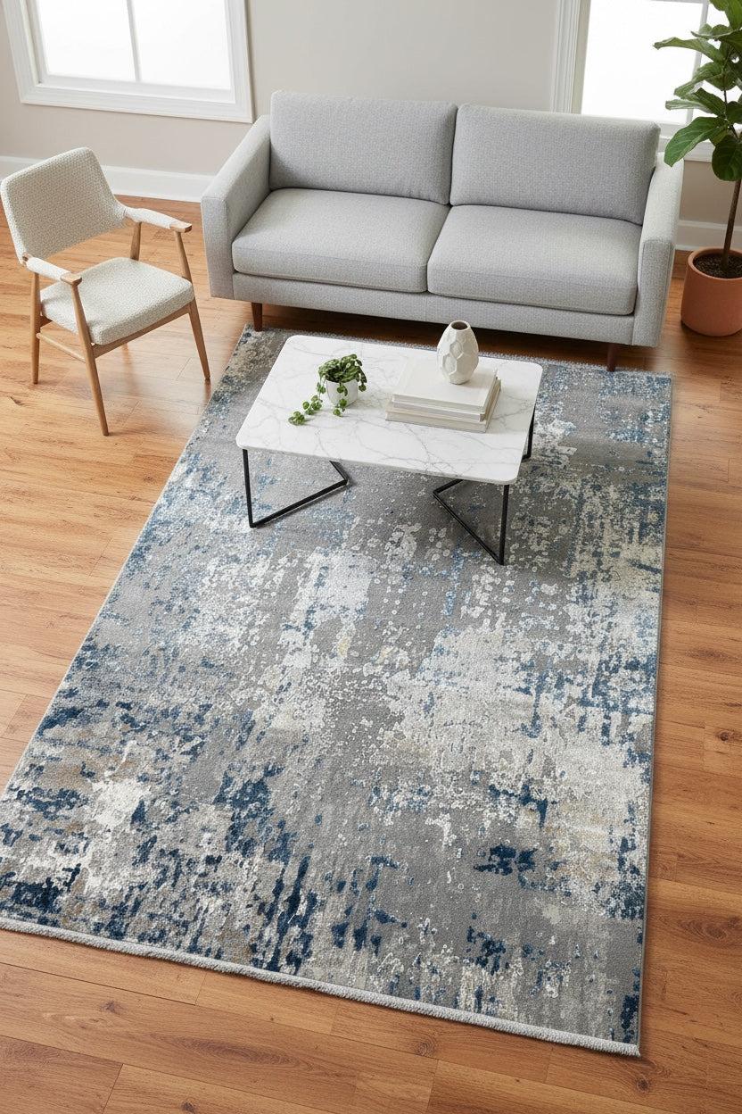 Quality Carpet Bamboo Rug 5970A Grey Blue by Camel Carpet