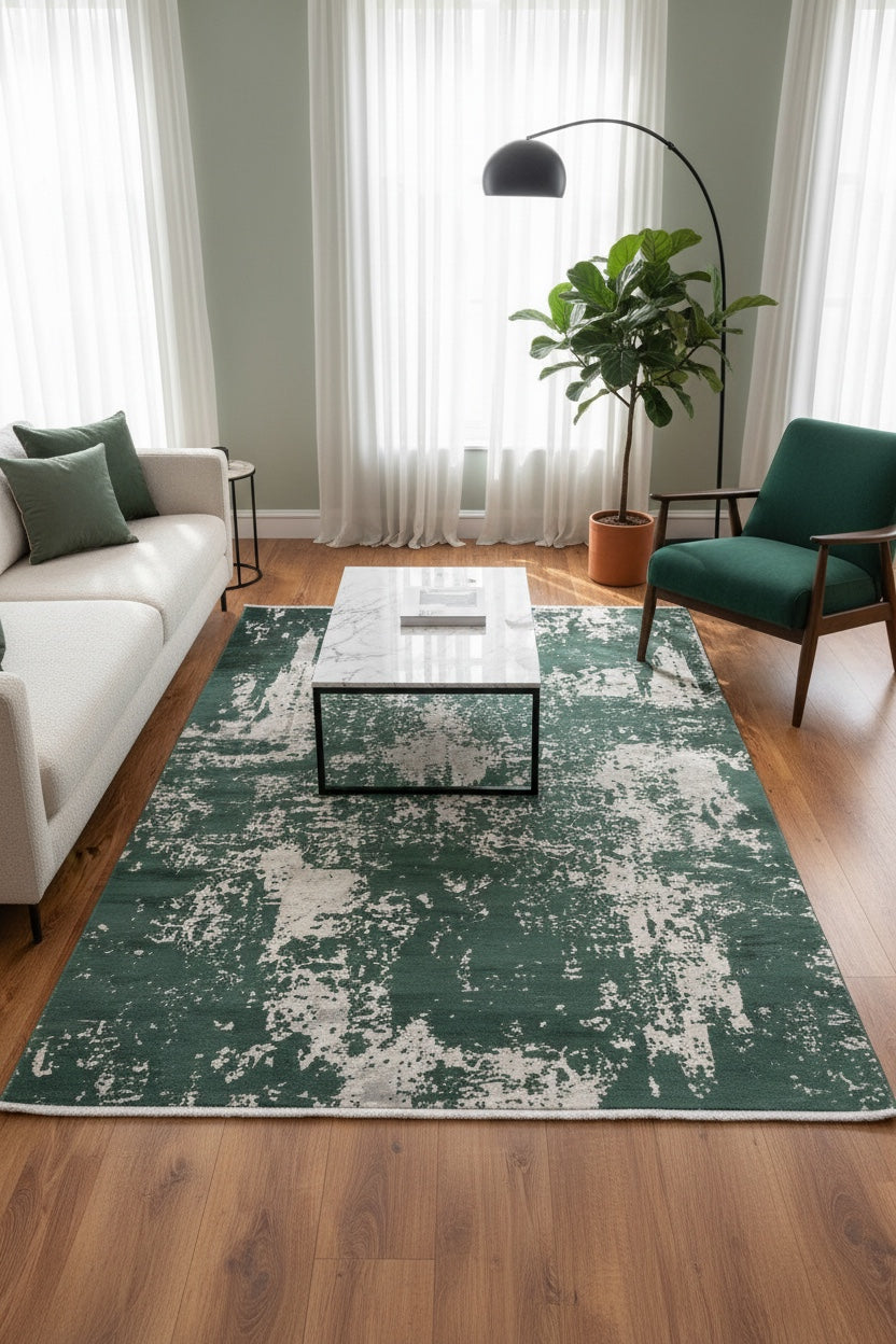Quality Carpet Bamboo Rug 6441A Cream Emerald by Camel Carpet
