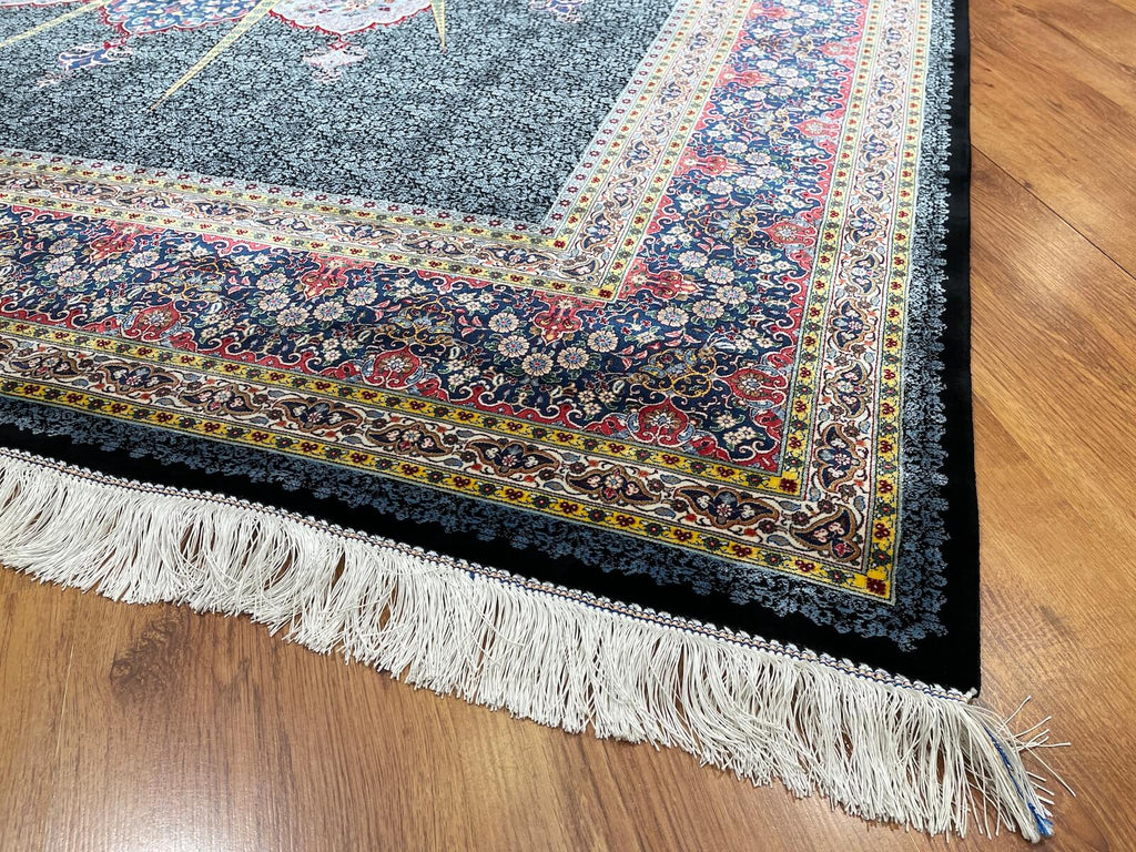 Quality Carpet Bamboo Rug Qum Blue by Camel Carpet