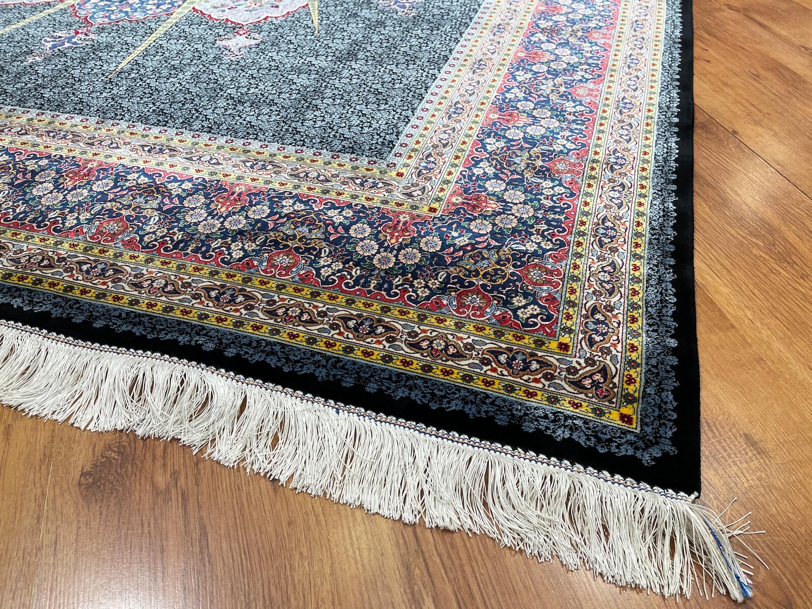 Quality Carpet Bamboo Rug Qum Blue by Camel Carpet