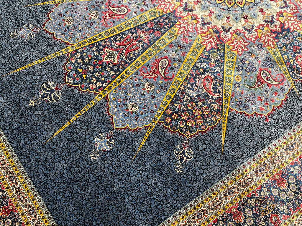 Quality Carpet Bamboo Rug Qum Blue by Camel Carpet