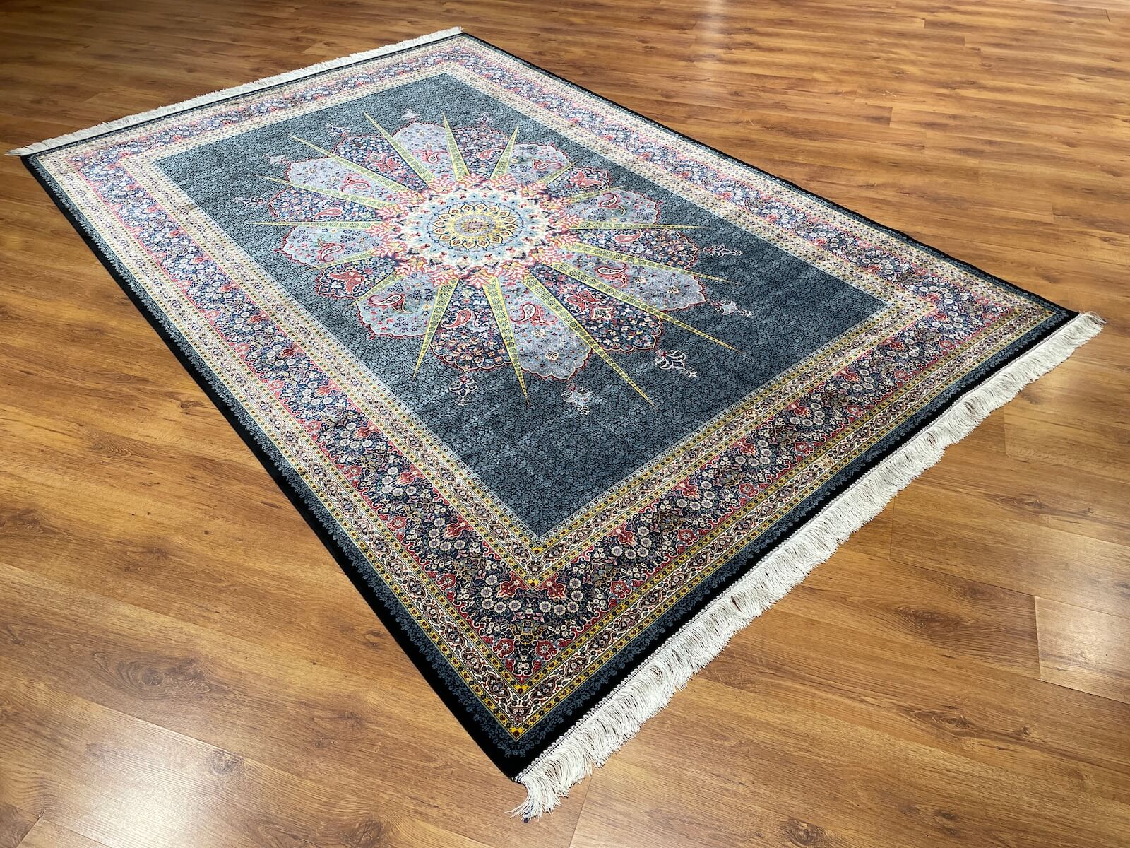 Quality Carpet Bamboo Rug Qum Blue by Camel Carpet