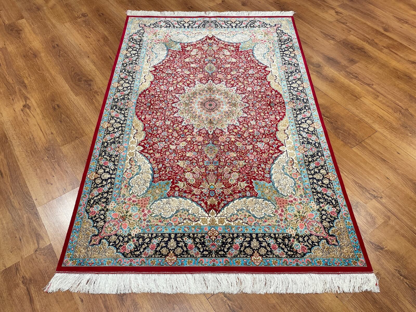 Quality Carpet Bamboo Rug Qum Red by Camel Carpet