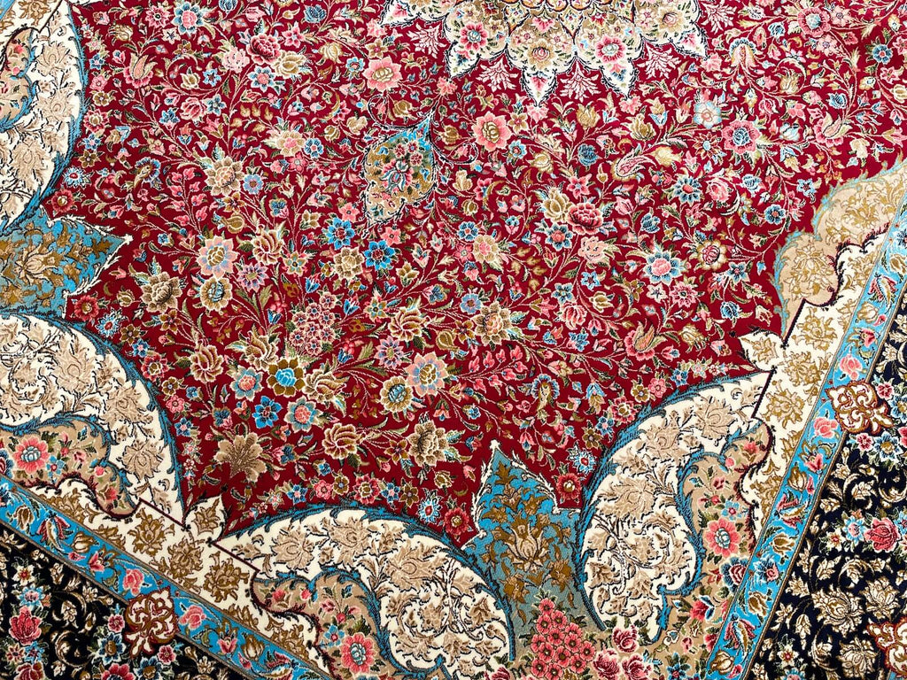 Quality Carpet Bamboo Rug Qum Red by Camel Carpet
