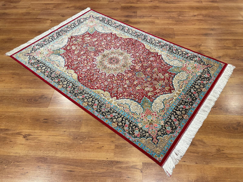 Quality Carpet Bamboo Rug Qum Red by Camel Carpet