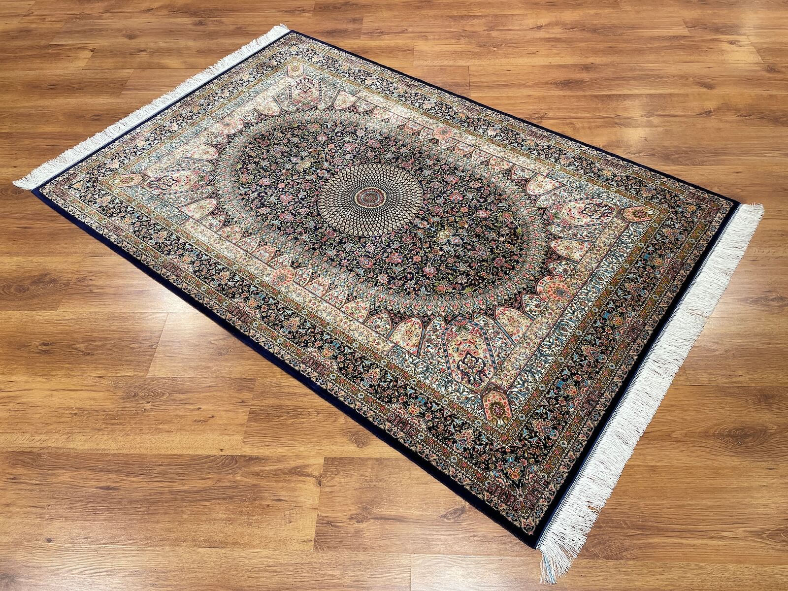 Quality Carpet Bamboo Rug Qum Black by Camel Carpet