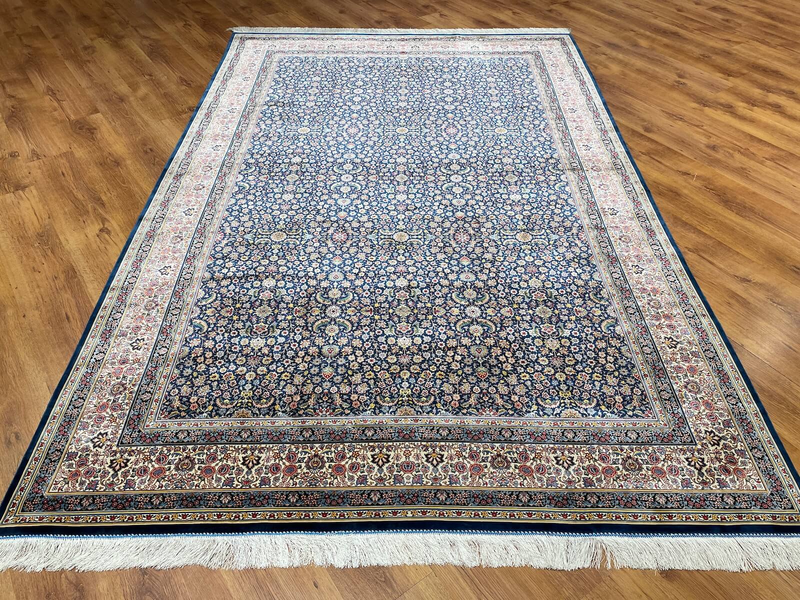 Quality Carpet Bamboo Rug Qum Blue by Camel Carpet