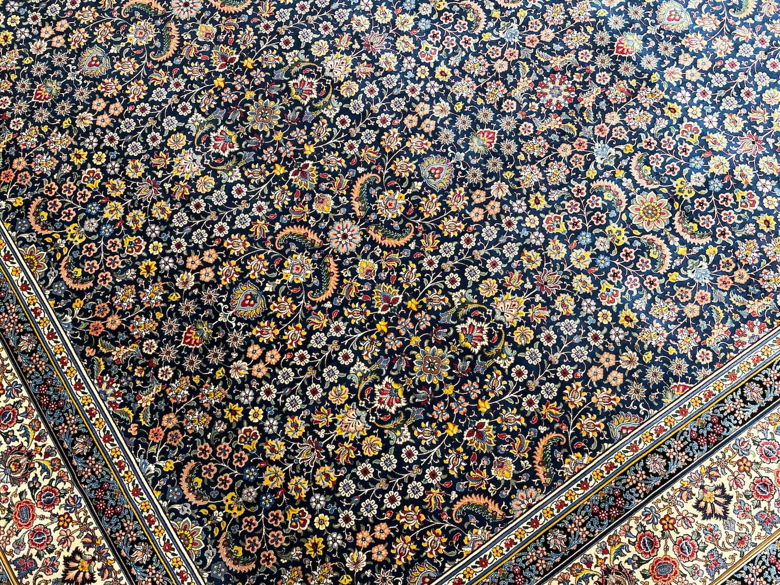 Quality Carpet Bamboo Rug Qum Blue by Camel Carpet