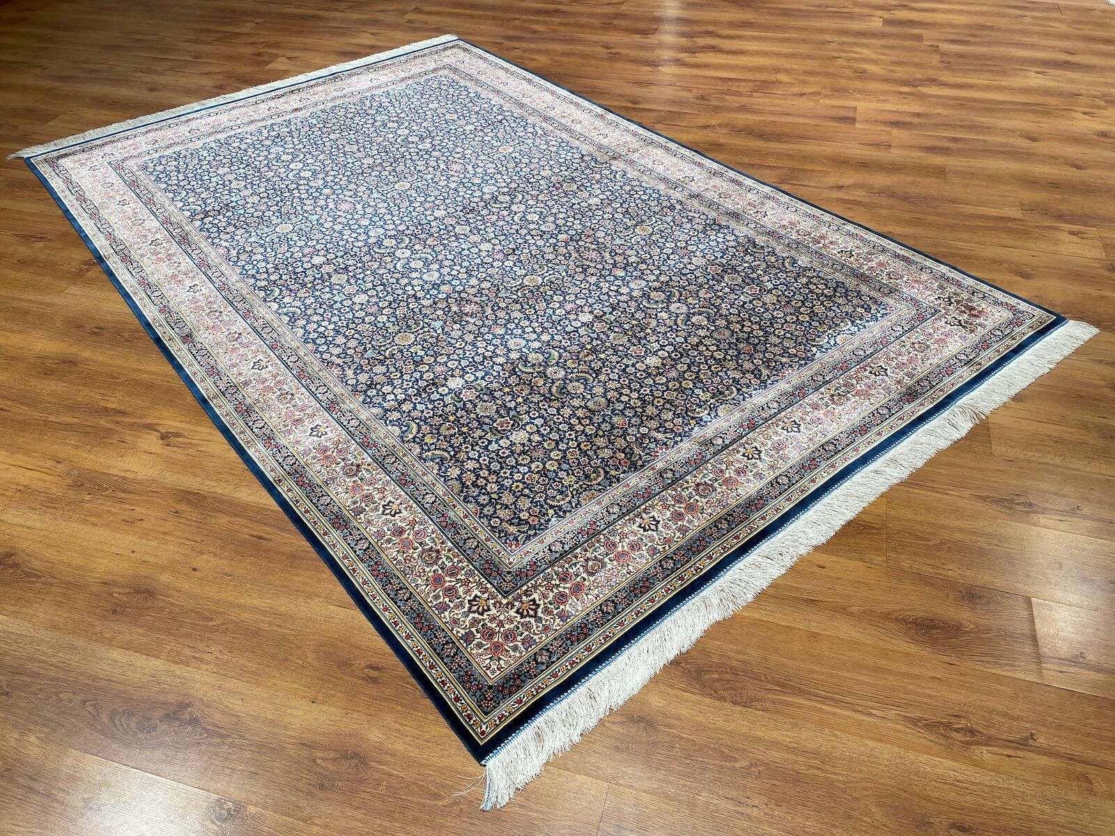 Quality Carpet Bamboo Rug Qum Blue by Camel Carpet