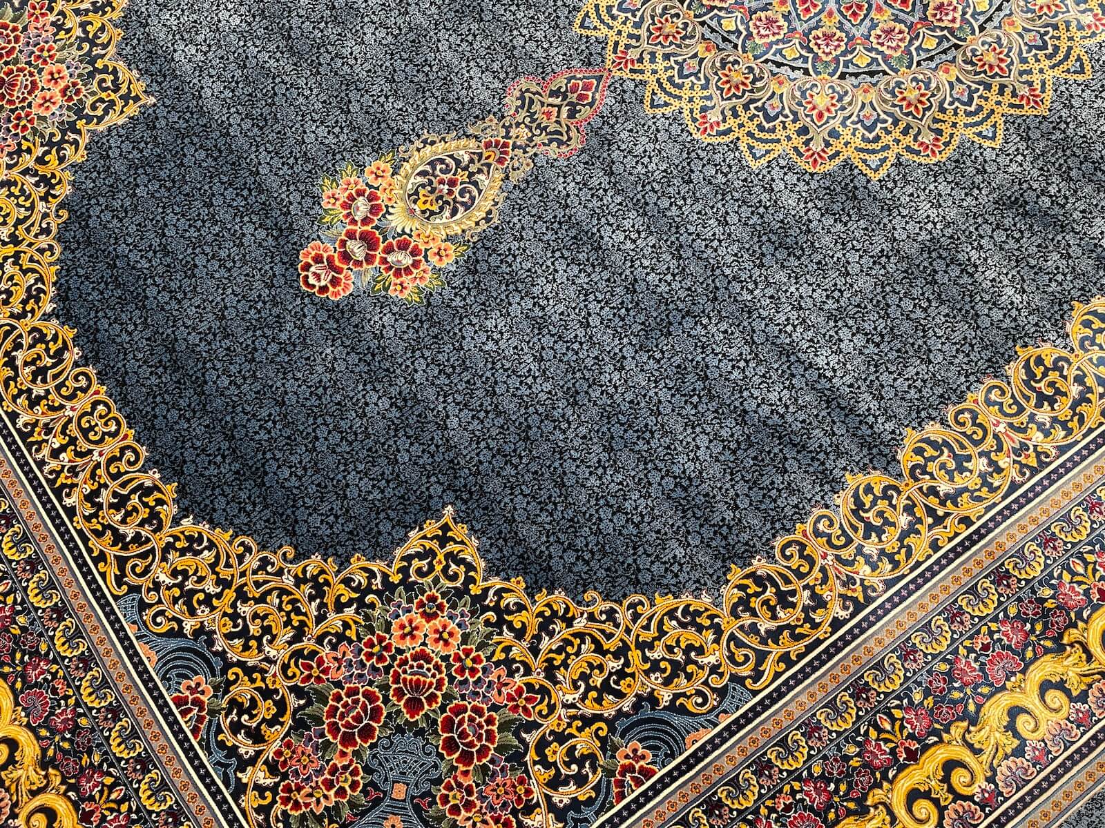 Quality Carpet Bamboo Rug Qum Blue by Camel Carpet