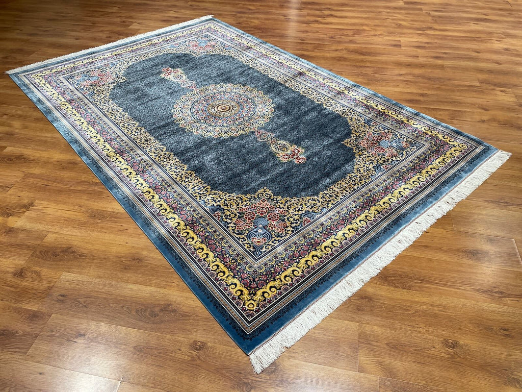 Quality Carpet Bamboo Rug Qum Blue by Camel Carpet