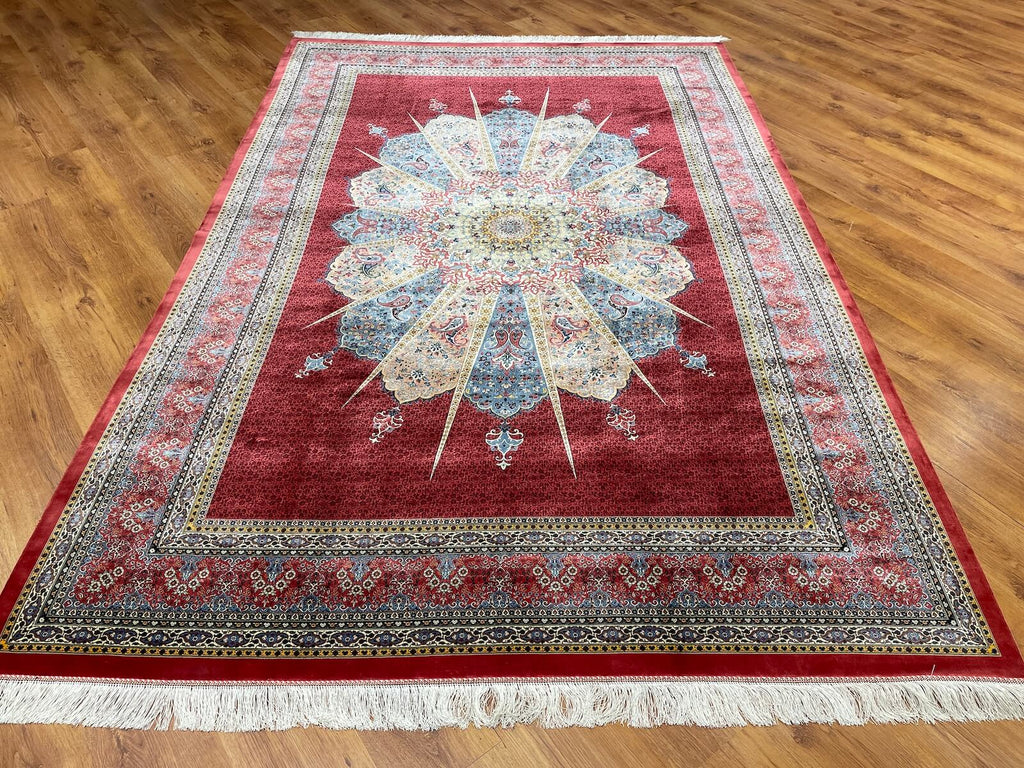 Quality Carpet Bamboo Rug Qum Red by Camel Carpet