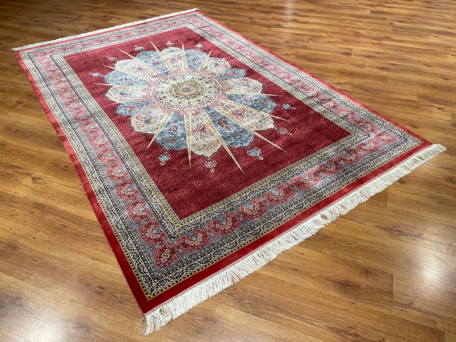 Quality Carpet Bamboo Rug Qum Red by Camel Carpet