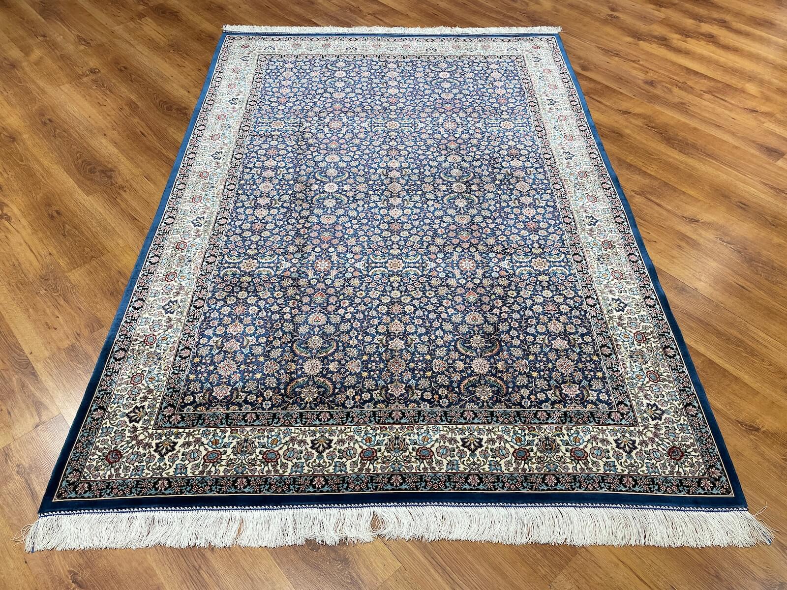 Quality Carpet Bamboo Rug Qum Blue by Camel Carpet