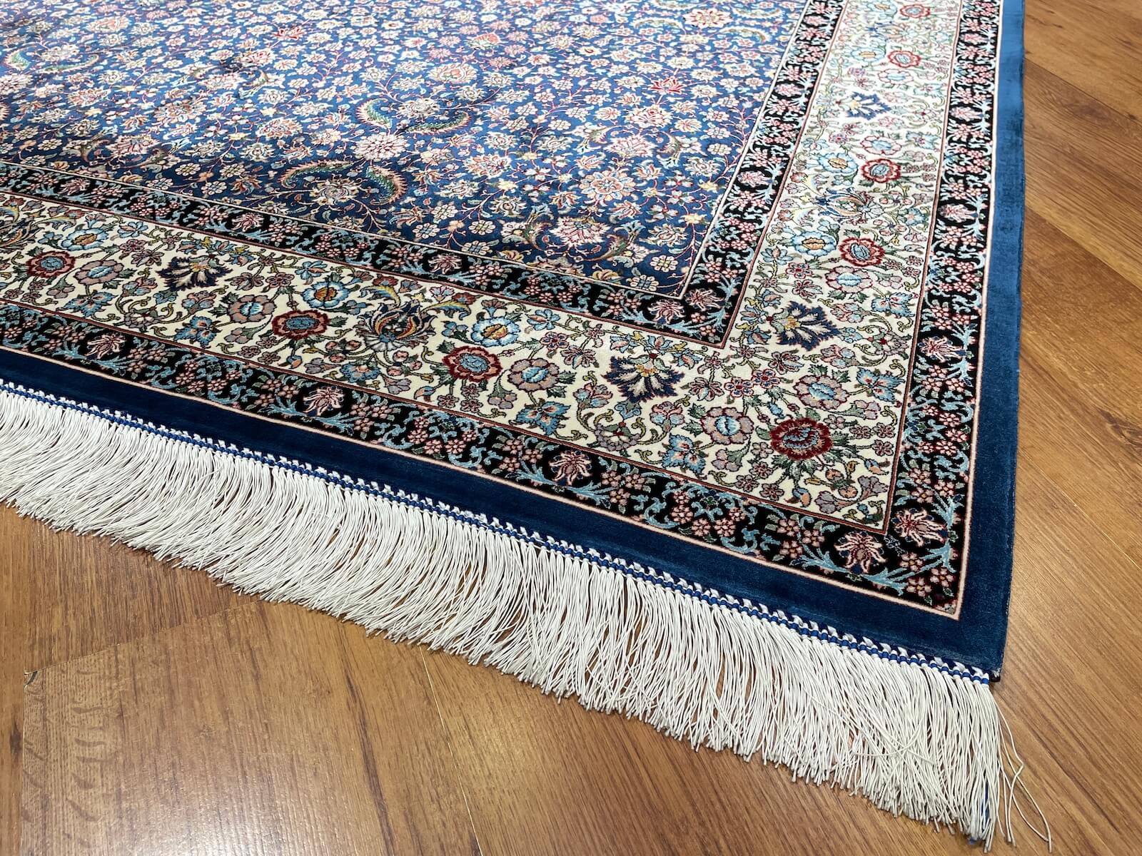 Quality Carpet Bamboo Rug Qum Blue by Camel Carpet