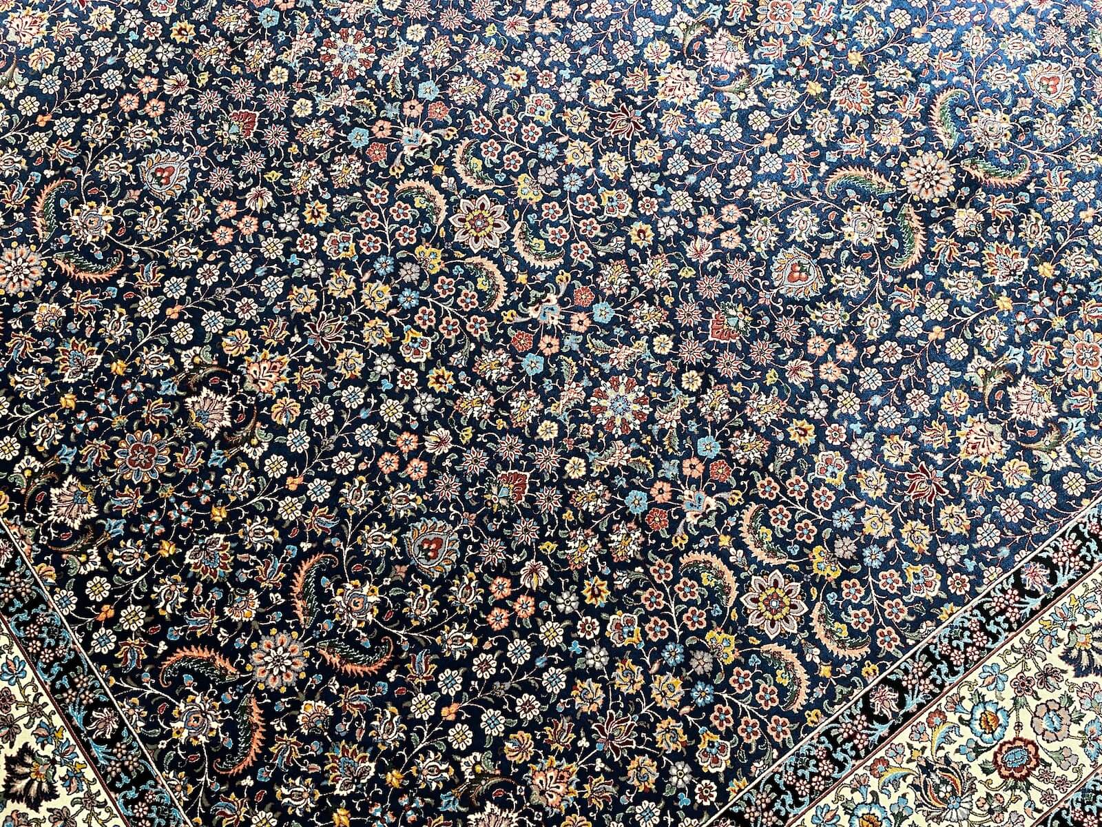 Quality Carpet Bamboo Rug Qum Blue by Camel Carpet