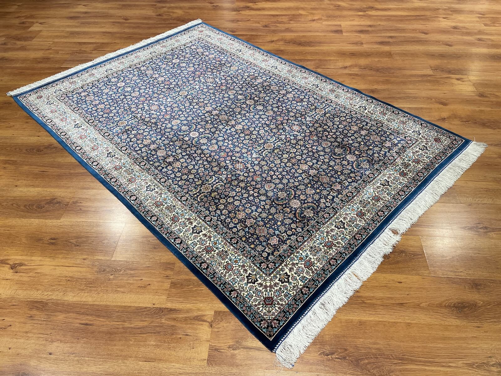 Quality Carpet Bamboo Rug Qum Blue by Camel Carpet