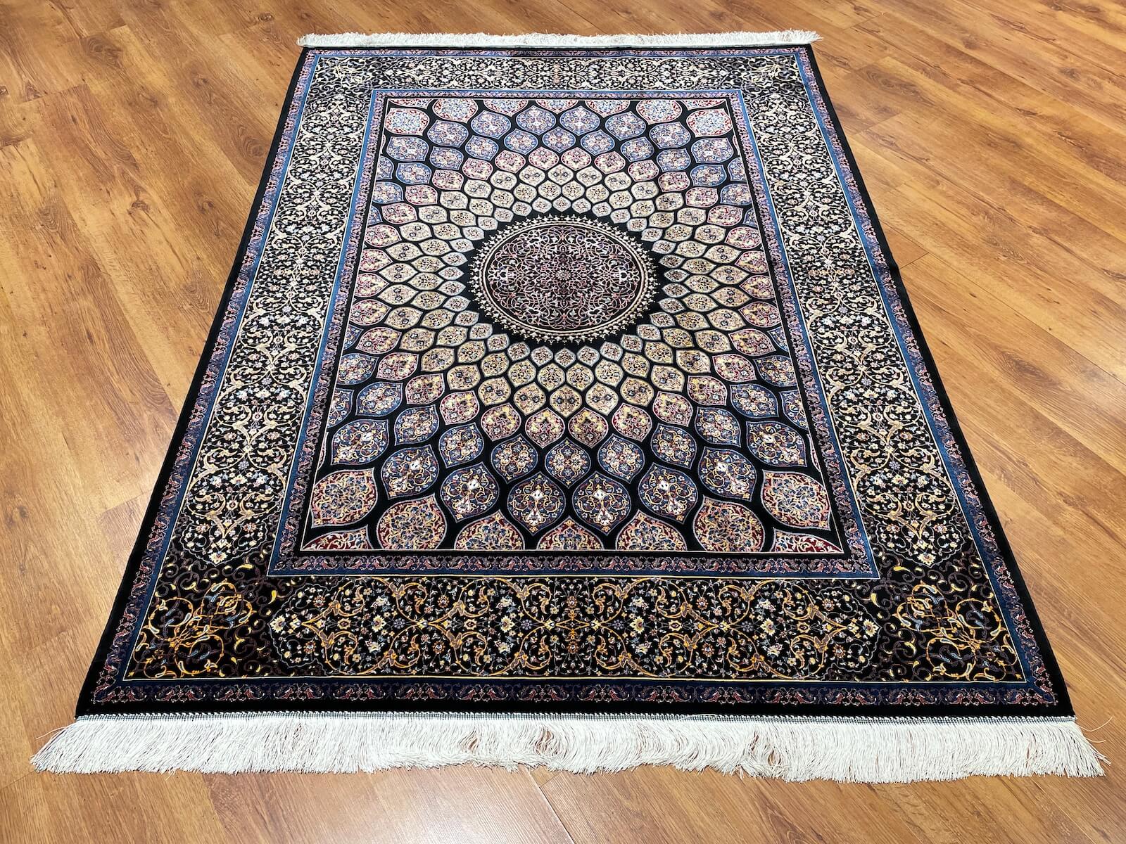 Quality Carpet Bamboo Rug Qum Black by Camel Carpet