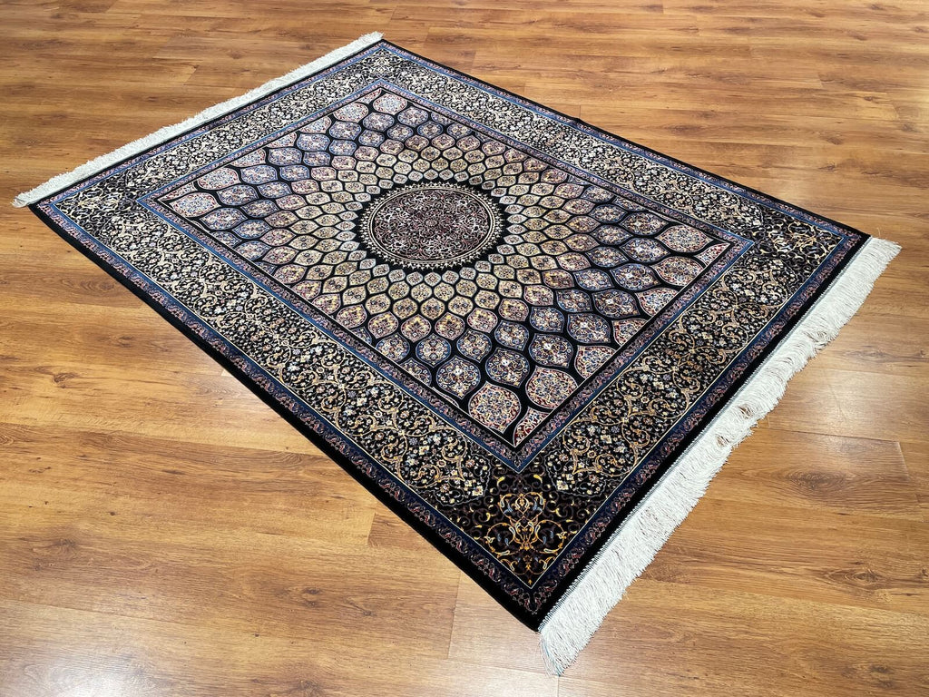 Quality Carpet Bamboo Rug Qum Black by Camel Carpet