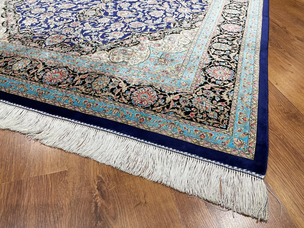 Quality Carpet Bamboo Rug Qum Blue by Camel Carpet