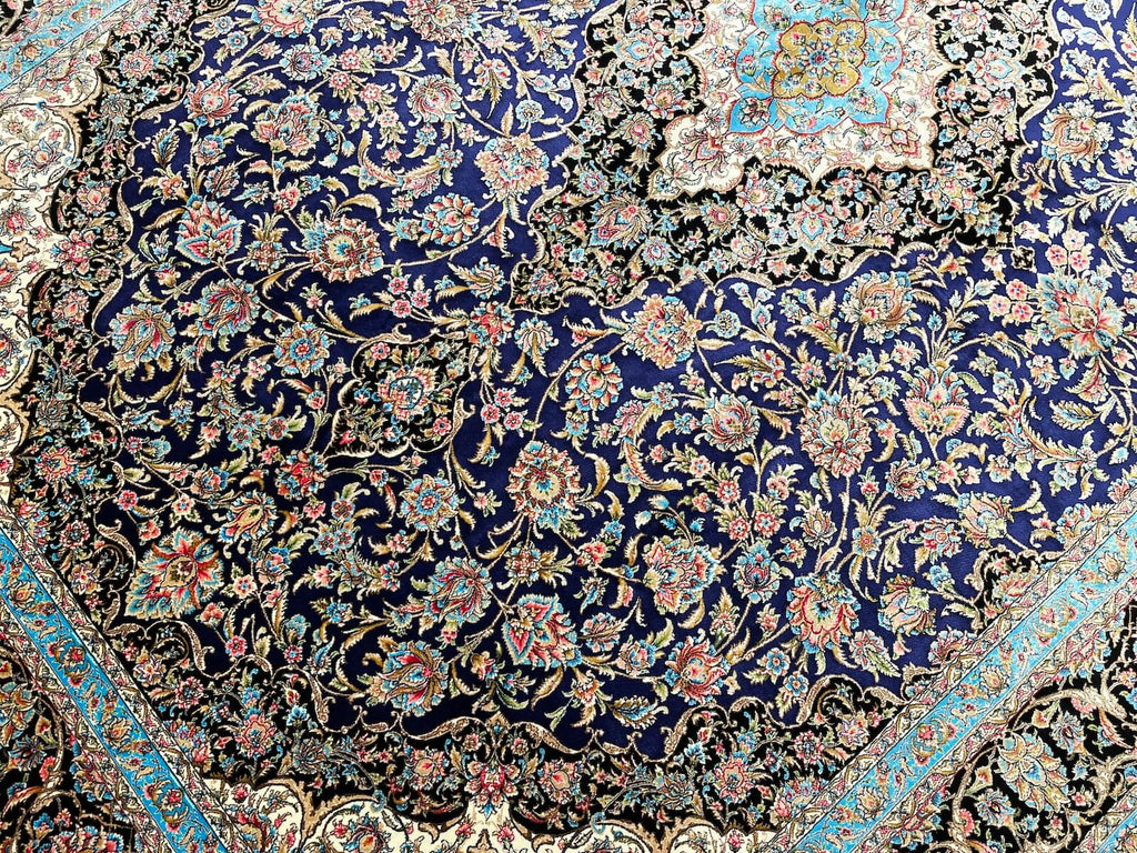 Quality Carpet Bamboo Rug Qum Blue by Camel Carpet