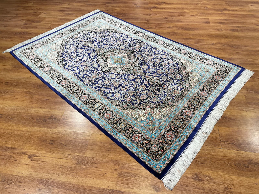 Quality Carpet Bamboo Rug Qum Blue by Camel Carpet