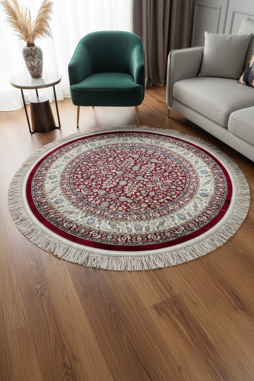 Quality Carpet Bamboo Rug Round – 39758F by Camel Carpet