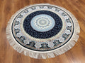 Quality Carpet Bamboo Rug Round 39867F Navy by Camel Carpet