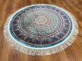 Quality Carpet Bamboo Rug Round 40445A Turkuaz by Camel Carpet