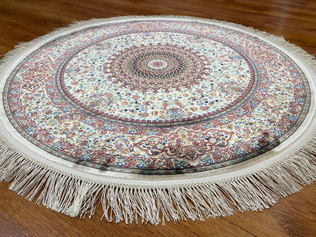 Quality Carpet Bamboo Rug Round 40475A Hardal by Camel Carpet