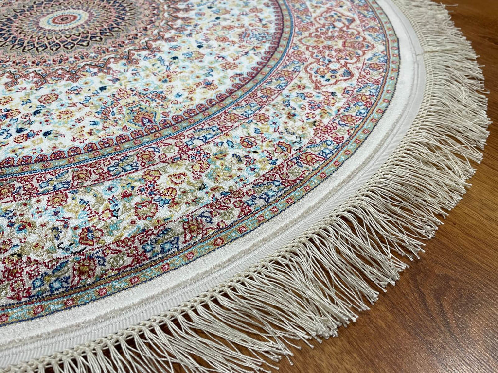Quality Carpet Bamboo Rug Round 40475A Hardal by Camel Carpet