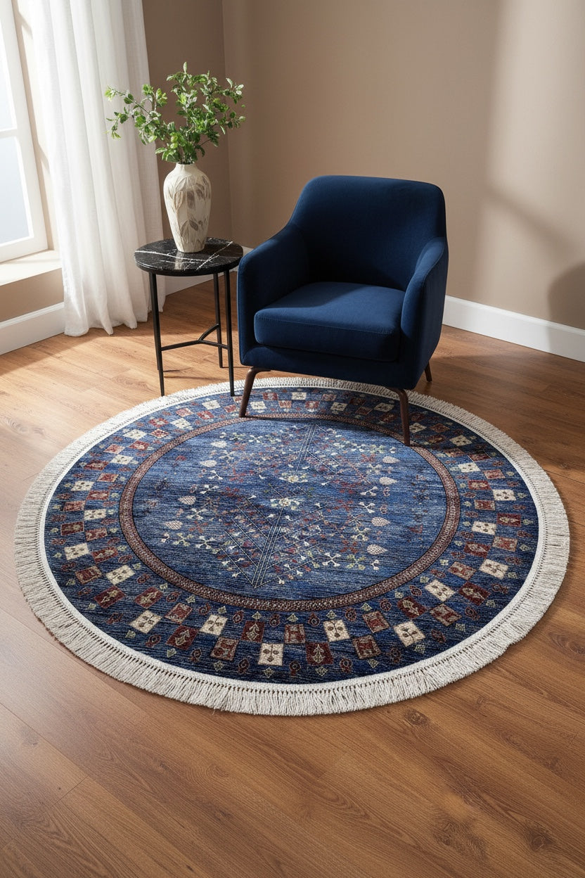 Quality Carpet Bamboo Rug Round – 5170A by Camel Carpet