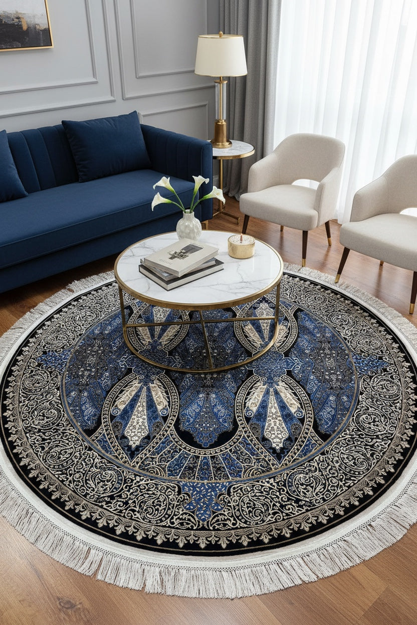 Quality Carpet Bamboo Rug Round – 5186A by Camel Carpet