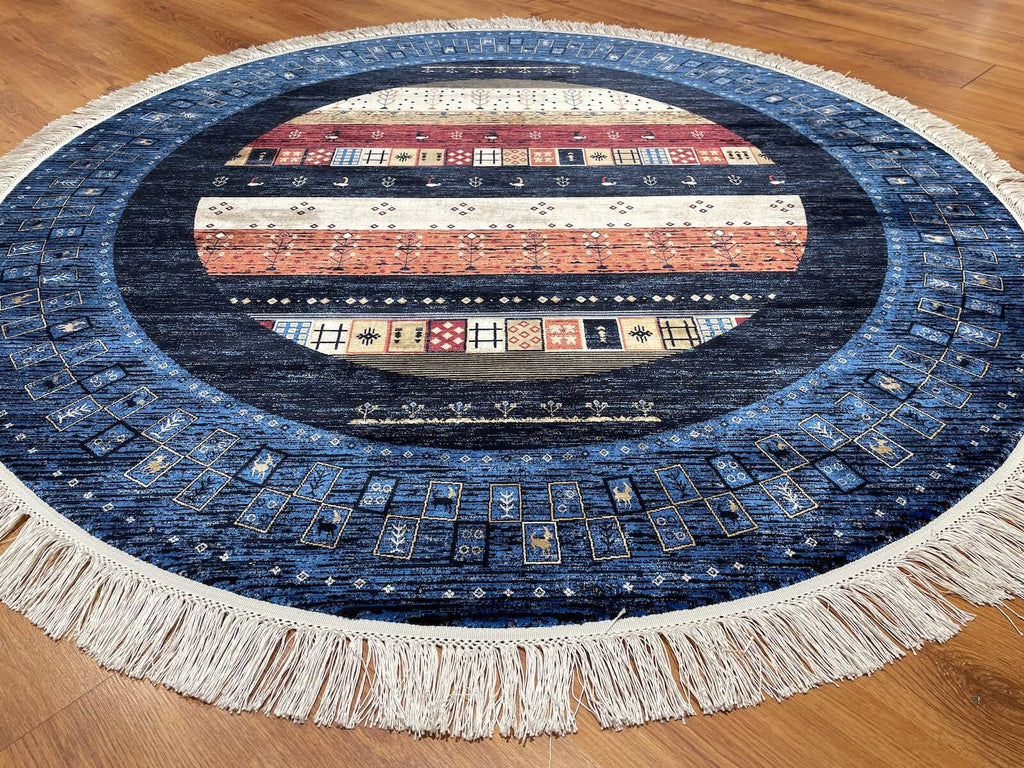 Quality Carpet Bamboo Rug Round – 6475B by Camel Carpet
