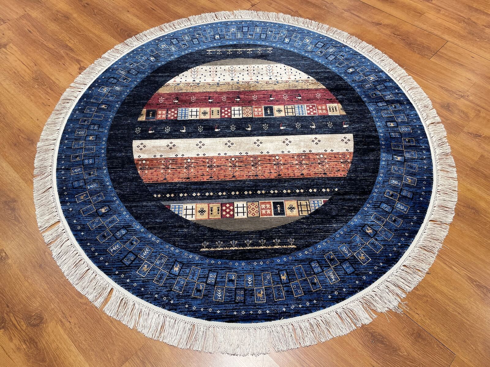 Quality Carpet Bamboo Rug Round – 6475B by Camel Carpet