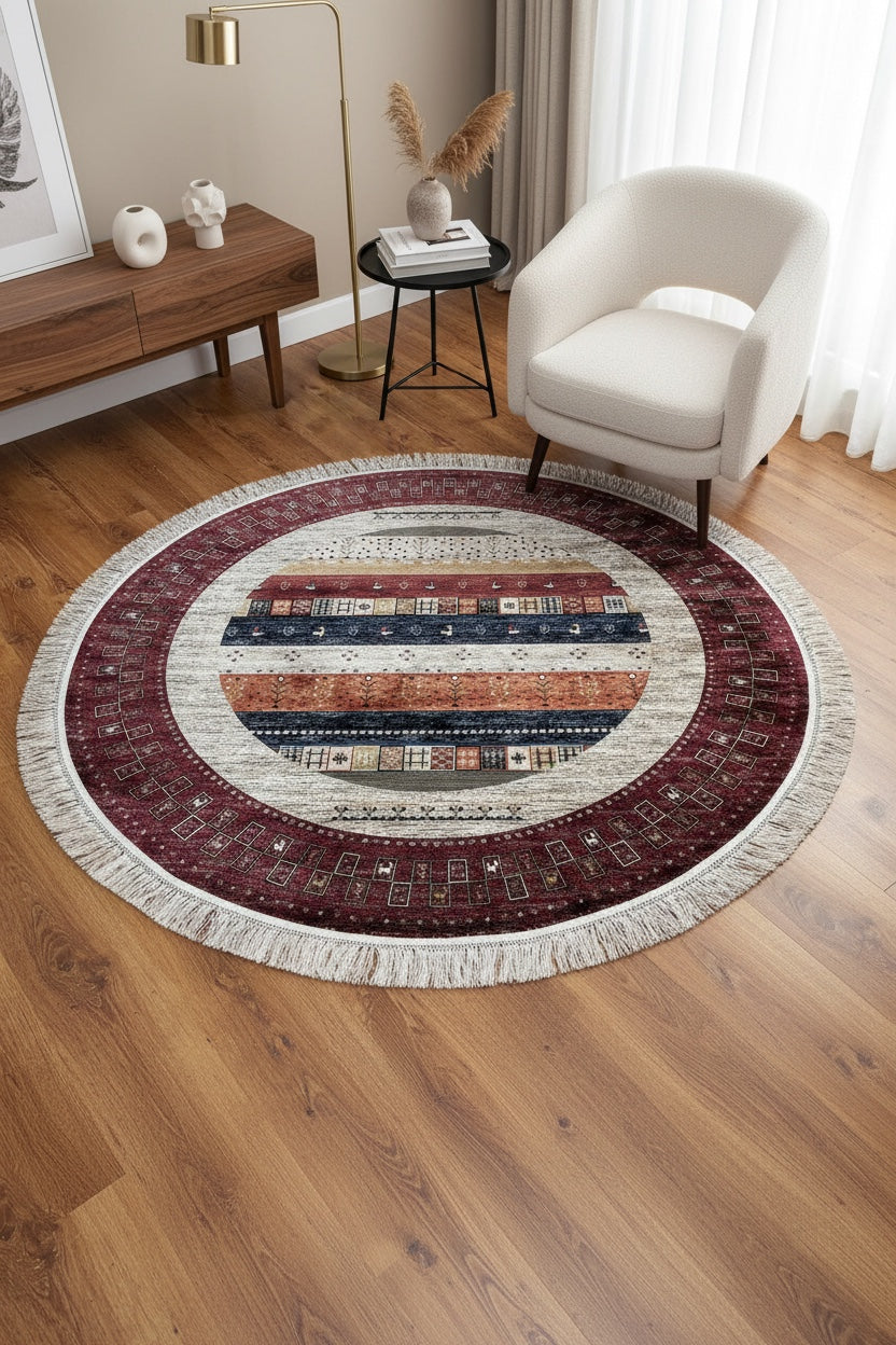 Quality Carpet Bamboo Rug Round – 6475T by Camel Carpet